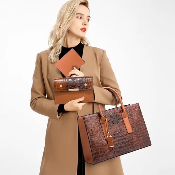 3-in-1 Croc Pattern Handbag